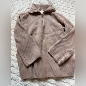 Tan Quarter Zip Sweater